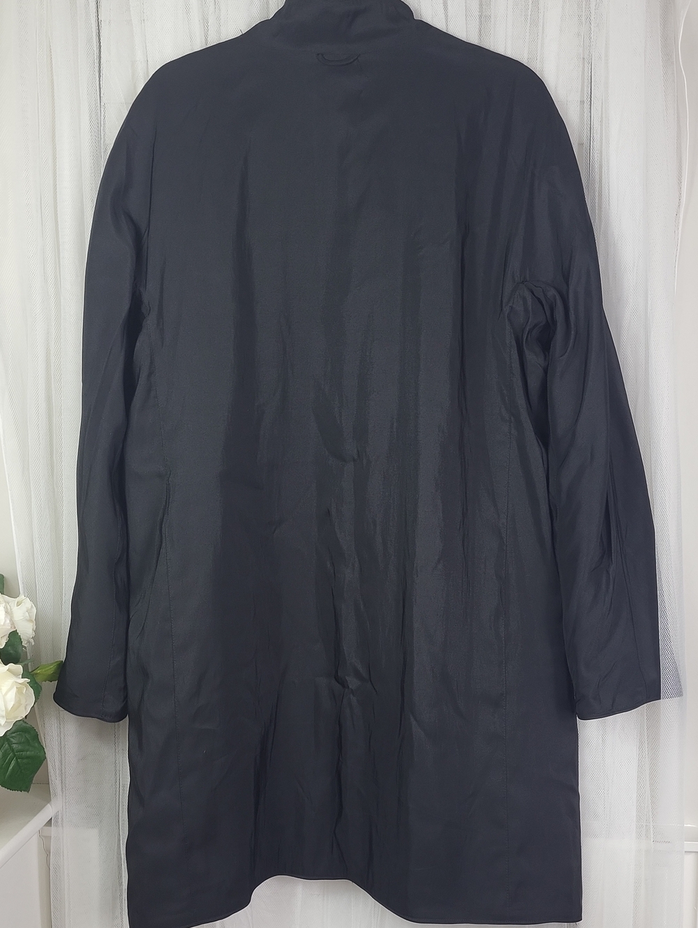 Mycra Pac Black Textured Reversible Long Trench Coat. Size M/L - Picture 11 of 11